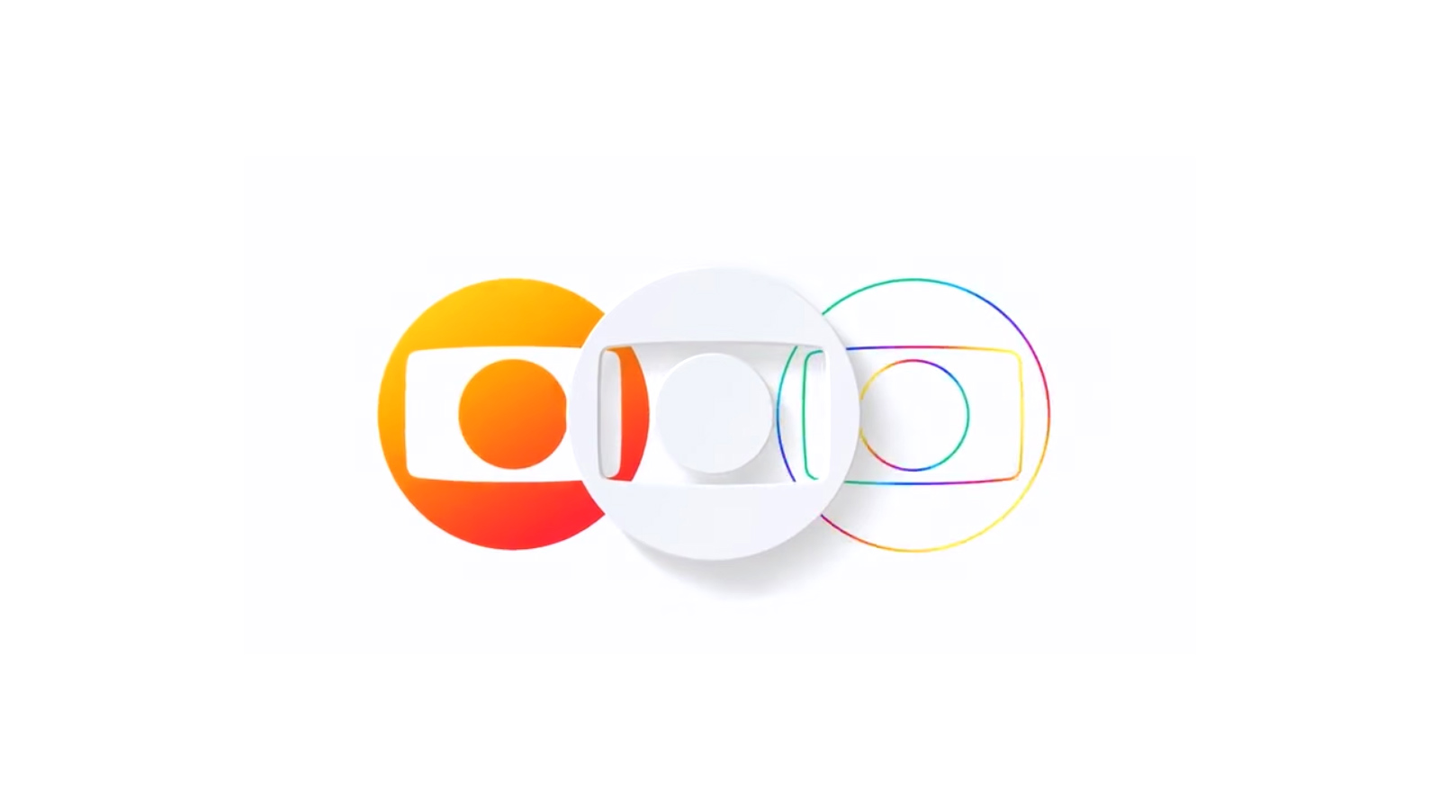 A marca Globo em três estados: cheio, volume e contorno